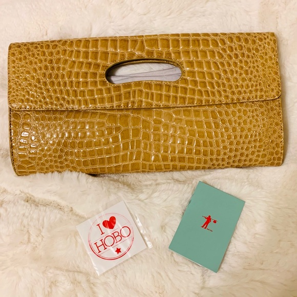 Genuine crocodile embossed leather Hobo Clutch - Picture 5 of 5